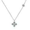 Collar de Plata de Ley S925 Colgante de Moissanita de Alta Gama Trébol de Cuatro Hojas Cadena para Clavícula Collar de Moissanita de 1.2 Quilates para Mujer