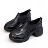 2026 Zapatos de Salón Individuales Nuevos Estilo Retro Old Money Suela Gruesa Tacón Grueso para Mujer Corte Profundo Zapatos de Vestir para el Trabajo Tacones Altos Zapatos Pequeños de Cuero para Mujer