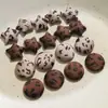 Outono e Inverno Retro Maillard Estampa de Leopardo Cor de Café Estrela de Cinco Pontas Fivela Redonda Botão Acessório de Cabelo DIY Acessórios de Chapéu