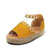 2021 verano nuevo transfronterizo talla grande punto Amazon wish comercio exterior color sólido parte superior baja boca de pez casual sandalias de suela gruesa