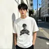 Camiseta de Algodón de Manga Corta para Hombre con Estampado de Chico Genial de Calle Estilo Hong Kong, Top Casual Versátil Cómodo de Uso Pesado para Verano