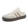 Tênis de Treino Alemão Feminino, Sem Calcanhar, Sapatos Casuais Board para Pessoas Preguiçosas, Estilo Feminino, Para Uso Externo, Novidades Primavera/Verão 2026, Meias Pantufa Fechadas na Ponta para Mulheres