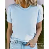 Camiseta Informal de Manga Corta con Cuello Redondo de Color Liso Sencillo para Hombre y Mujer, Moda Europea y Americana, Exportación