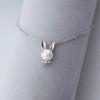 Collar de plata S925 con lindo conejito para mujer, cadena clavicular, perla de agua dulce, joyería de plata, estilo coreano, joyería de regalo