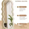 Espejo de pie ondulado de cuerpo entero de moda para uso doméstico, estilo Cream Ins, espejo de tocador para dormitorio de niñas, espejo de probador de alta gama