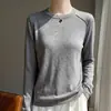 Suéter de punto fino de lana simple, versátil, cuello redondo, estilo nuevo de otoño, para mujer