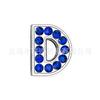 Letras de diamante azul zafiro de 8 mm letras de aleación de pedrería correa DIY con cuentas collar para mascotas tobillera accesorios de joyería