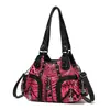 Bolsa de mano grande con estampado de leopardo retro transfronteriza, bolso de hombro estilo motocicleta con múltiples bolsillos, bolso cruzado de moda para el día a día, personalizable