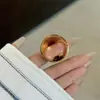 Anillo de personalidad exagerada hueco redondo liso dorado estilo ins europeo y americano anillo de diseño de nicho anillo anillo anillo