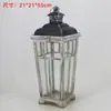 Portavelas Retro Estilo Europeo, Lámpara de Madera a Prueba de Viento, Adorno de Pie, Arte de Hierro Antiguo Pintado de Blanco, Accesorios para Bodas, Decoración del Hogar