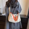 Bolsa de Lona Feminina Grande Capacidade 2025 Nova Verão Versátil Casual Ombro Transversal Bolsa de Pano Feminina Bolsa Bolinho