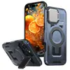 Adecuado para funda de teléfono magnética Iphone16Pm, Cubierta anticaídas dos en uno de grado militar con cubierta de espejo y soporte, Cobertura total para Apple 17
