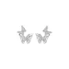 Pendientes de Mariposa de Zirconia de Aguja de Plata Estilo Francés, Exquisitos y Versátiles, Estilo Lujo Ligero, Diseño de Moda y Elegante, Joyería de Oreja de Nicho