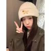 Cachorro Lluvioso~Gorro de Lana Cartoon Grueso Azul Personalizado para Mujeres en Invierno Dulce para Cabeza Grande Cálido Gorro Tejido