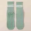 Calcetines de Yoga para Mujer, Antideslizantes con Puntos de Goma, de Media Pantorrilla para Interiores, Casual para Exteriores, Estilo Coreano, Calcetines Deportivos Doble Barra para Maternidad