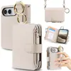 Aplicável à Capa Flip Magnética para iPhone Duo com Alça de Pulso Transversal Porta-Cartões Antifurto Bolsa com Zíper Capa Protetora