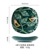 Plato cuadrado hondo de 20 cm, esmaltado en verde oscuro, de cerámica para arroz, para el hogar, vajilla, Amazon