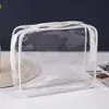 Bolsa de Empaque Cosmético de PVC Transparente Bolsa con Cierre de Tira de Hueso Personalizada Bolsa Impermeable Portátil para Viaje Neceser Cosméticos