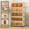 Nuevo Armario de Almacenamiento de 80 cm para Uso Doméstico con Ruedas Inferiores, Compartimentos de Múltiples Niveles para Snacks y Ropa, Armario de Almacenamiento Plegable