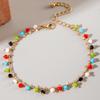 Estilo Fresco Pastoral Europeo y Americano Pulsera de una Sola Capa con Pétalos de Margarita de Goteo de Aceite de Colores Pulsera Geométrica Incrustada con Diamantes Venta al por Mayor