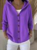 Exportación Transfronteriza Estilo Europeo y Americano Otoño e Invierno Nuevo Cárdigan de Punto con Capucha Suéter de Moda Casual de Color Sólido Chaqueta para Mujer