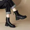 Botines estilizados y versátiles para mujer, nueva colección otoño/invierno 2026, forrados de felpa para abrigar, Botas tipo Martin de estilo británico, Botines elásticos y estilizados
