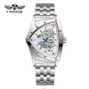 T-Winner/Victor 8243 Reloj Mecánico Casual de Moda con Esfera Calada Triangular Automático de Acero Inoxidable para Hombre