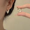 S925 agulha de prata Coreia do Sul gota branca óleo amor luz luxo temperamento nicho pequeno requintado moda high-end design orelha