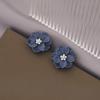 Aretes de Perlas de Flores Azules Nicho Vintage Temperamento Suave Aretes Aretes Verano Plato Incienso Mosquitos Clip de Oreja