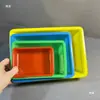 Caja de Plástico Rectangular sin Tapa para Artículos Varios, Cesta de Almacenamiento para Tornillos, Caja de Almacenamiento Colorida para Jardín de Infancia, Marco Pequeño para Fichas de Juego