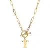 Europa y Estados Unidos cadena de clip de hebilla Ot transfronteriza collar con colgante de 26 letras inglesas cadena de clavícula femenina de acero inoxidable oro de 18K