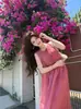 Elegante vestido tipo tank sin mangas rosa estilo francés para mujer, verano 2026, particularmente hermoso, de alta gama, lujo ligero, vestido largo
