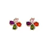 Pendientes de botón de flor de circonita con pasador de plata chapado en oro real de 18 quilates Pendientes versátiles para el trayecto de la dopamina Accesorios de pendientes de moda para el trayecto para mujer
