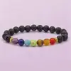Pulseira Popular Transfronteiriça de Liga e Pedra Natural Pedra Vulcânica Turquesa Olho de Tigre Pulseira Trançada Pulseira Ajustável com Contas