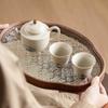 Tetera de cerámica pintada a mano con dos tazas talladas en pila de fábrica, juego de té de kung fu de alta calidad, caja de regalo