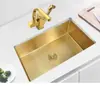 Fregadero de acero inoxidable 304 nano, de color dorado para cocina bajo encimera de un solo seno, fregadero de lavado de platos engrosado hecho a mano para uso doméstico
