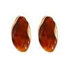 Brincos Irregulares em Resina e Liga de Metal Estilo Maillard para Mulheres, Cor Café Retro Fashion, Brincos Elegantes da Moda, Brincos e Anéis