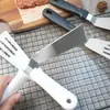 Espátula para freír de acero inoxidable de tres lados, espátula de mano para panqueques y bistec, herramientas de cocina para hornear de grado alimenticio, venta al por mayor del fabricante
