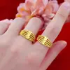 Anel de Coração com Múltiplas Linhas Cor Dourado Areia Ouro Imitado Cobre Banhado Ouro 18K Real Aberto Feminino Acessórios Populares Atravessando Fronteiras Atacado