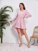 Amazon Transfronterizo Primavera 2026 Vestido de Manga Larga de Cuello V con Lazos en la Espalda de Color Sólido, Largo Medio, Estilo Sirena para Mujer