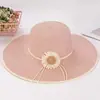Sombrero de paja caqui para el sol de verano para mujer, sombrero de protección solar de moda, sombrero de playa para exteriores junto al mar, sombrero de sol plegable