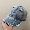 Gorra de Béisbol de Mezclilla Lavada y Rasgada Europea y Americana, Gorra de Moda Urbana con Borde Crudo Personalizada, Gorra de Pico Retro para Hombres y Mujeres