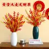 Fortune Fruit Chá de Casa 12 Garfos Fruta Vermelha Pequena Caqui Fruta Azevinho Fruta Romã Flor Artificial Ornamentos de Casamento Fruta de Natal