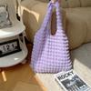 Bolsa Colete Nuvem Bolha, Bolsa de Ombro Floral, Bolsa de Lona para Estudante Feminina, Bolsa Tote Simples, Nuvem Macia Fofa da Moda