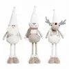 Nueva Muñeca de Pie Tejida de Navidad en Esquema de Colores Blanco y Marrón, con Piernas Largas Extensibles, Gnomo, Muñeco de Nieve, Reno Decoración Festiva