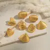 Brincos Xia Ling Moda Europeia e Americana Ins Listrados Geométricos Retrô Aço Inoxidável Galvanizado Cor Dourada 18K Titânio Preservador de Cor