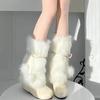 Calcetines Mao Mao Imitación Mink Estilo Y2K Subcultura Protectores de Pantorrilla para Mujer Estilo Japonés Soft Girl Forrados de Felpa Calcetines Blancos Gruesos y Cálidos