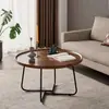 Mesa de centro geométrica criativa de escritório Amazon cuidadosamente selecionada, pequena mesa de café redonda decorativa para sala de estar, prática, de ferro e madeira