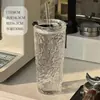 Copo de Vidro Transparente de Alta Qualidade para Café Gelado, Americano, Latte com Grande Capacidade e Tampa, Copo com Canudo para Uso no Escritório
