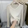 Versátil suéter de malha macio com gola redonda e mangas compridas para mulheres, novo suéter de malha fina para outono e inverno de 2026